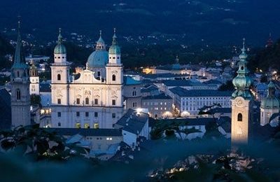 Salzburg historic centre aerial view